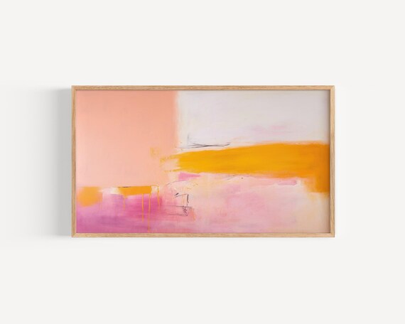 Abstract Frame Tv Art Art For Frame Tv Summer Abstract Oil Painting Pink Orange Abstract Modern Art 069