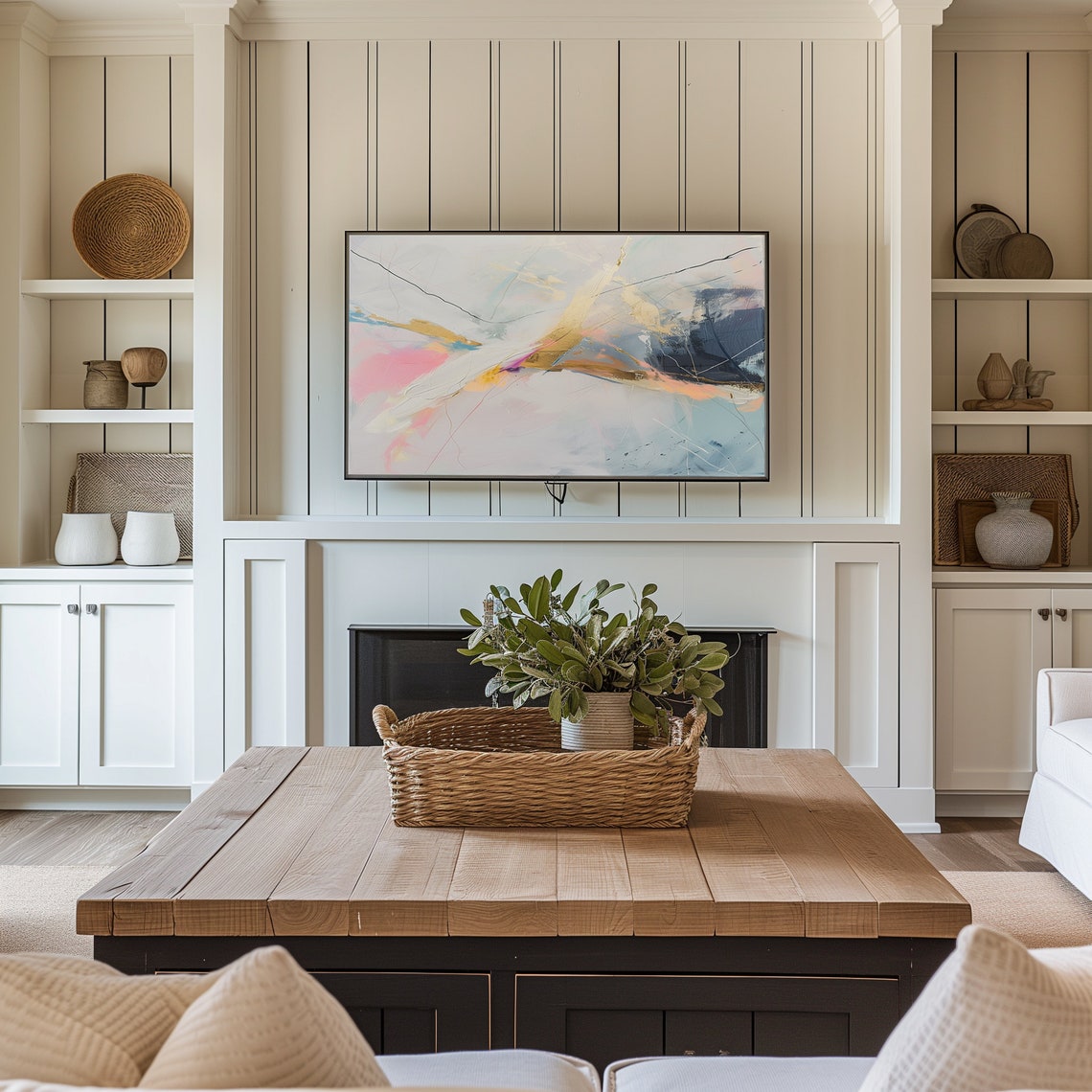 Gold Pink Marble Abstract Painting Modern Entryway Wall Art Poster - Image 2