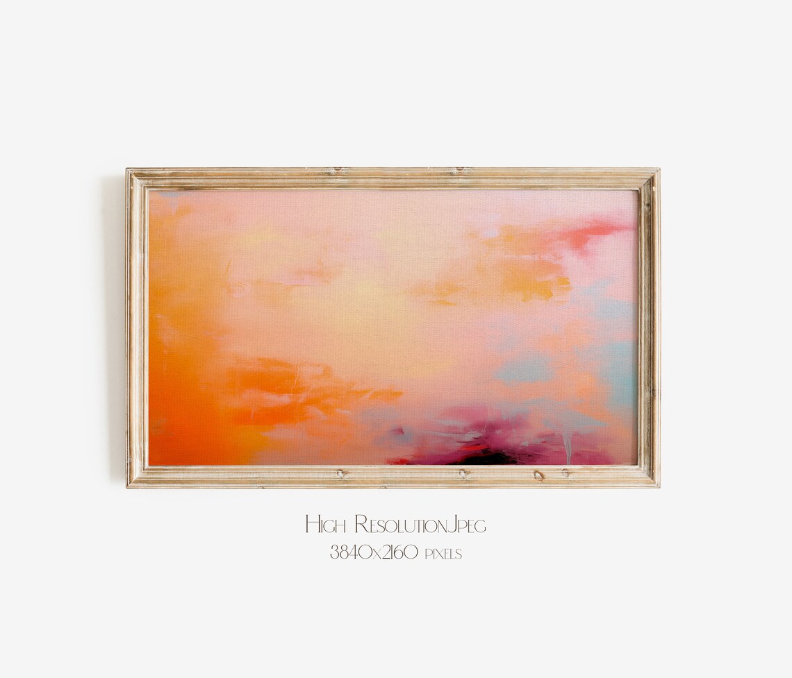 Peach Orange Sunset Wash Abstract Painting Soft Pink Glow Poster - Image 4