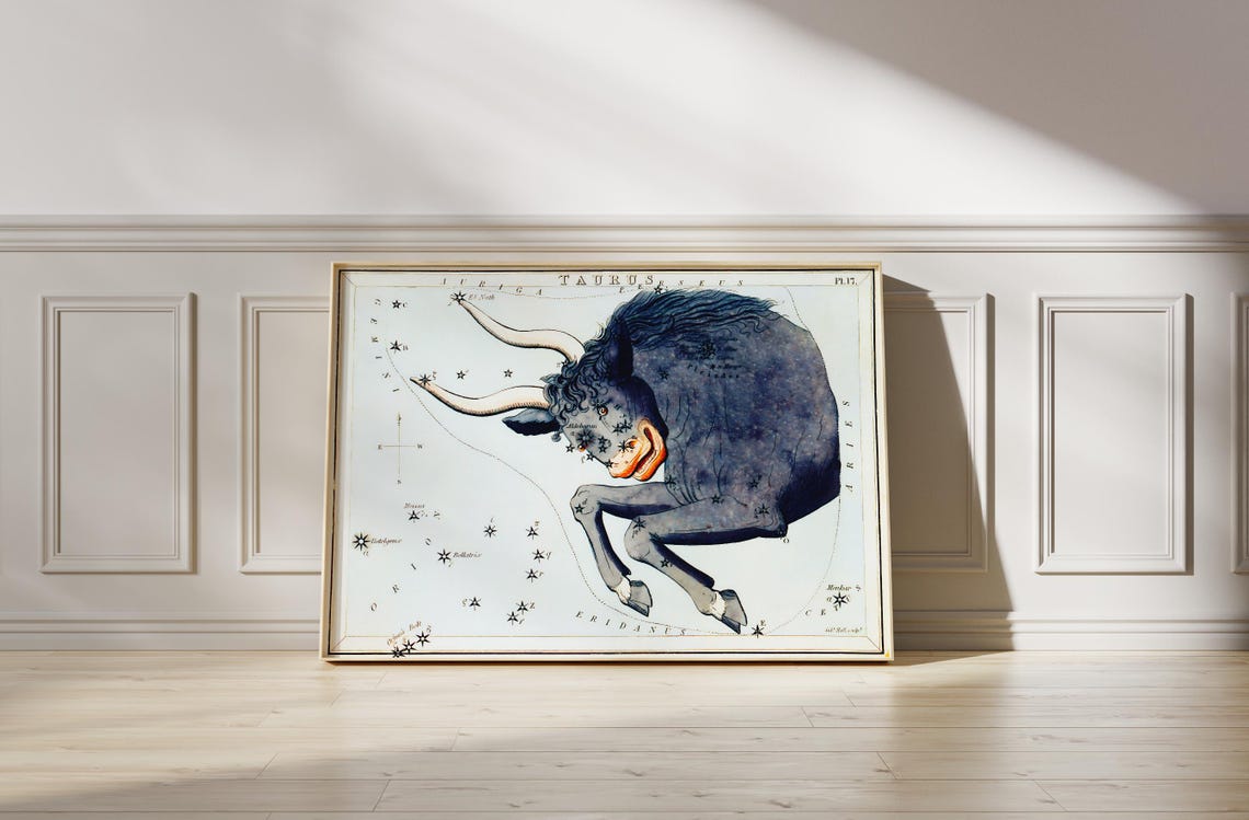 Taurus Star Sign Zodiac Constellation Poster Celestial Artwork Star Map Print Astrology Wall Art Decor Original Wall Art Unique Gift - Image 4