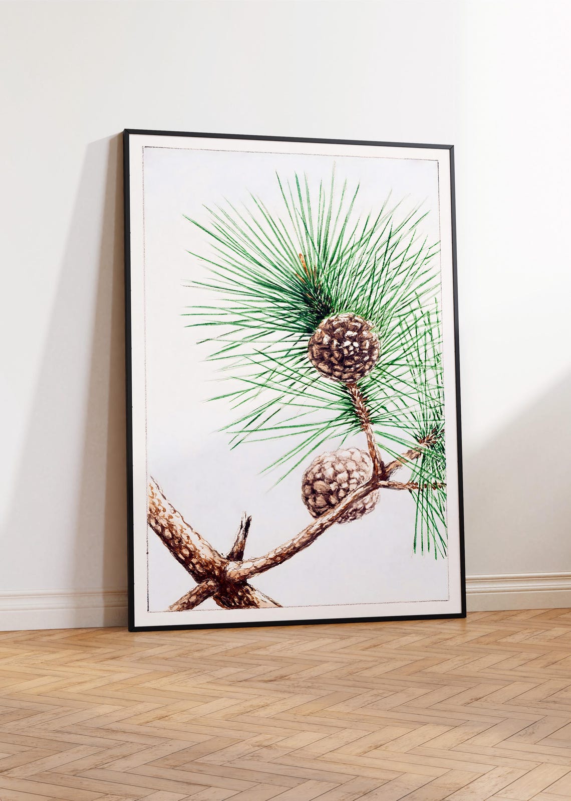 Matsu Pine Branch With Cones Japanese Botanical Zen Watercolor Poster - Image 4