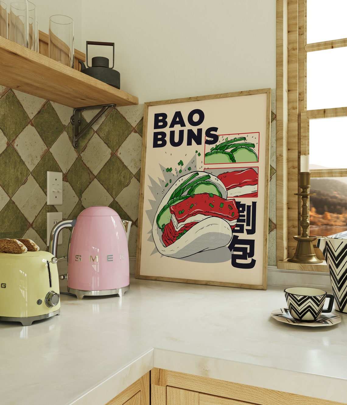 Bao Buns Pop Art Kitchen Gua Bao Chinese Food Illustration Print - Image 4