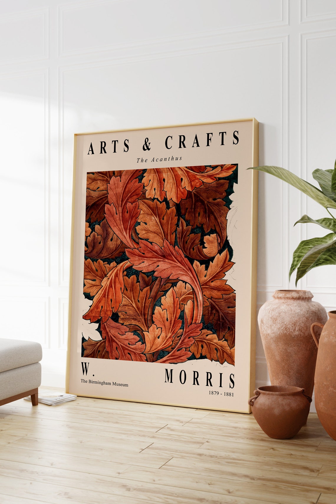 William Morris The Acanthus Arts Crafts Rust Leaf Pattern Poster - Image 3