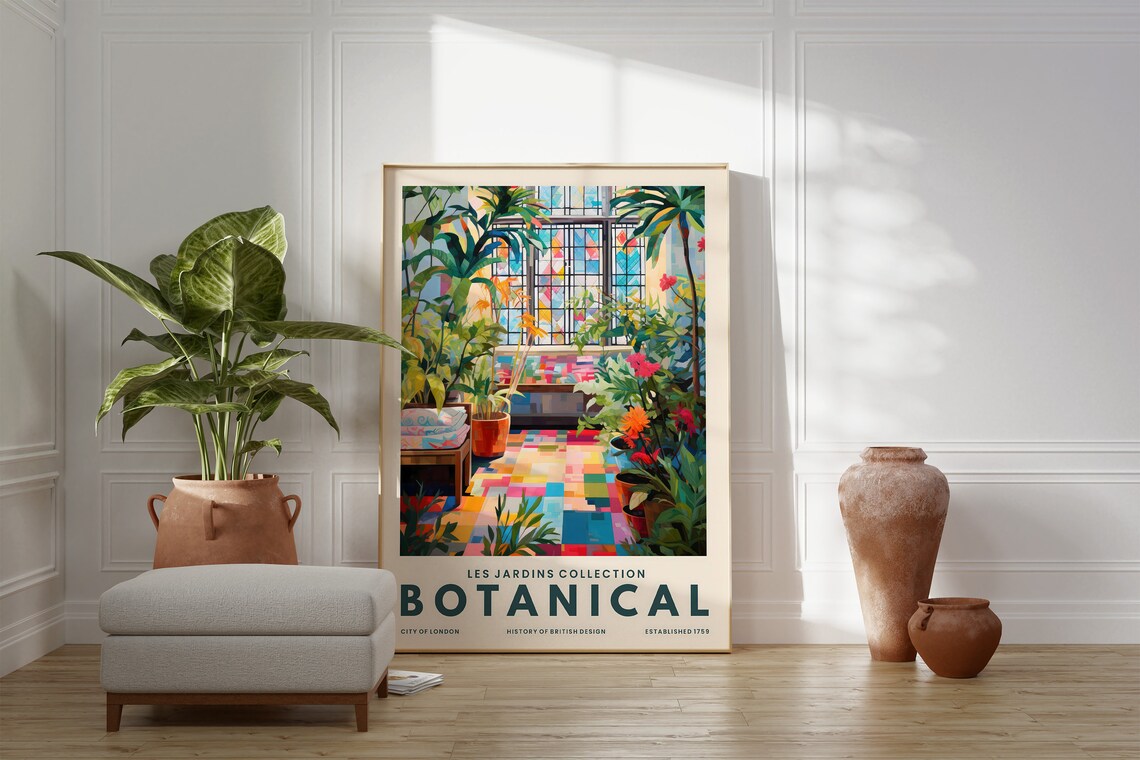 Les Jardins Botanical Conservatory Colorful London Floral Art Poster - Image 2