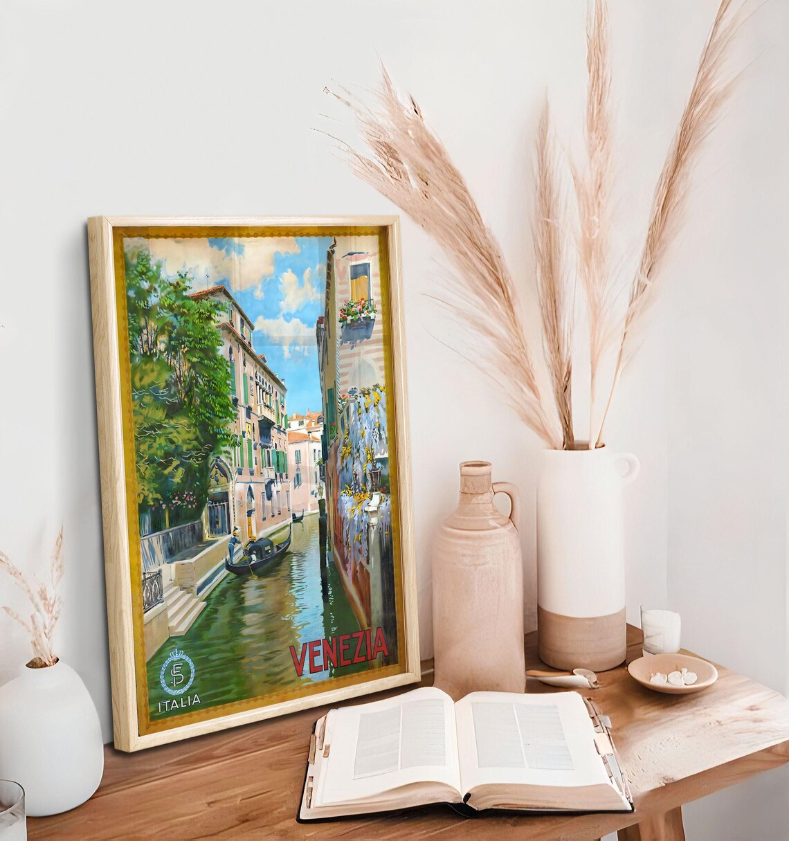 Venice Italy Venezia Gondola Canal Vintage Italian Travel Poster - Image 2
