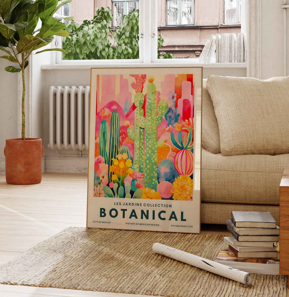 Mexican Cactus Desert Colorful Les Jardins Botanical Art Poster - Image 3