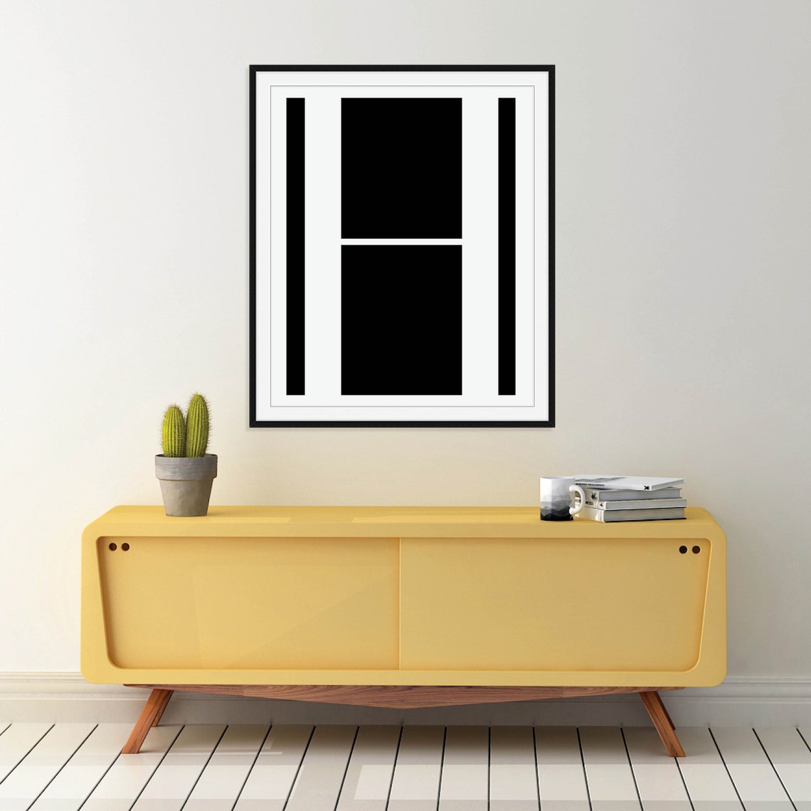 Letter H Monogram Initial Black and White Modern Minimalist Poster - Image 5