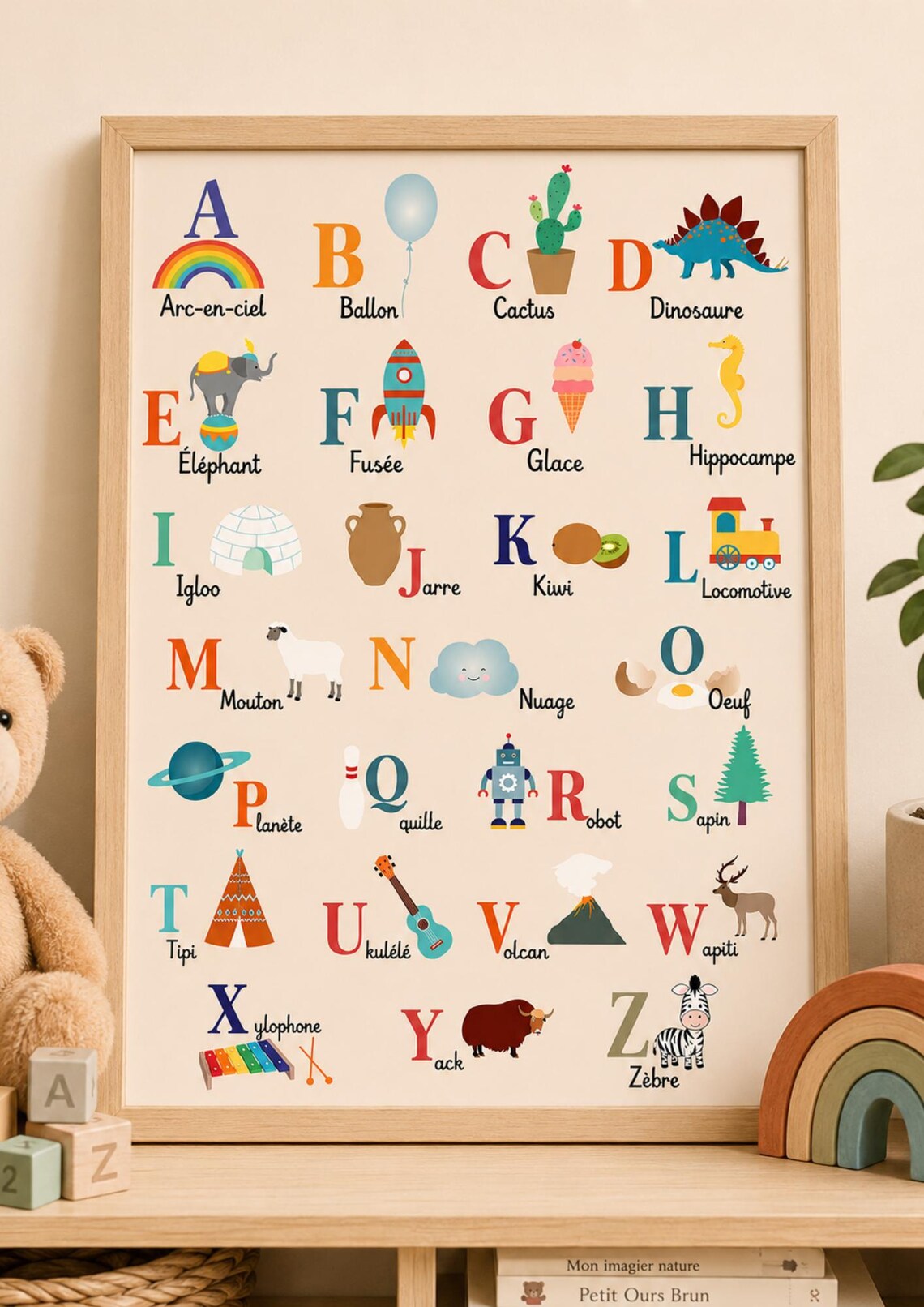 French Alphabet Poster, Nursery Educational Decor