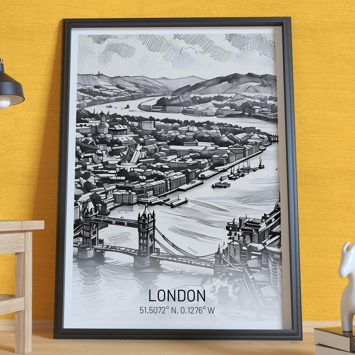 London, Tower Bridge Aerial Travel Poster