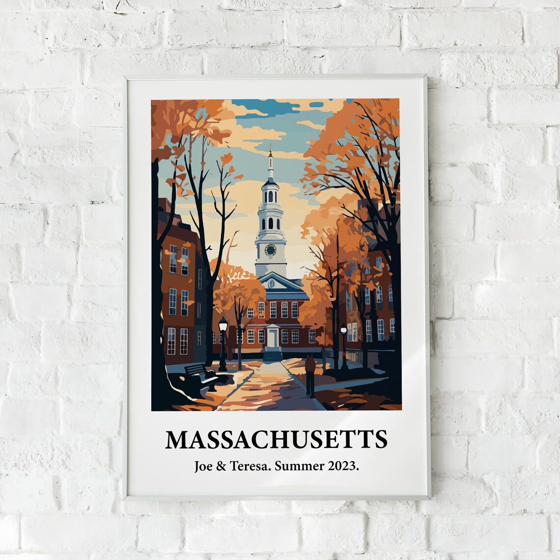 Massachusetts Clock Tower Campus Autumn Vintage Style Travel Poster - Image 5