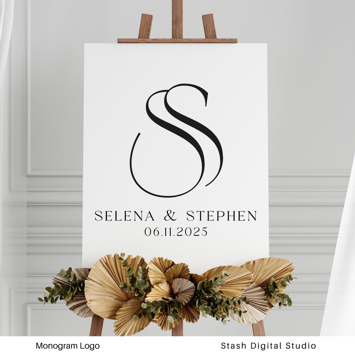 Personalized Wedding Monogram Couple Name Date Welcome Poster