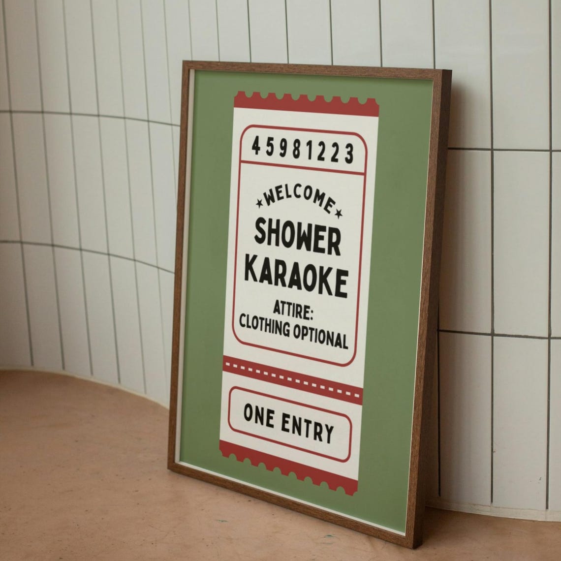 Shower Karaoke Ticket Stub One Entry Funny Bathroom Decor Poster - Image 3