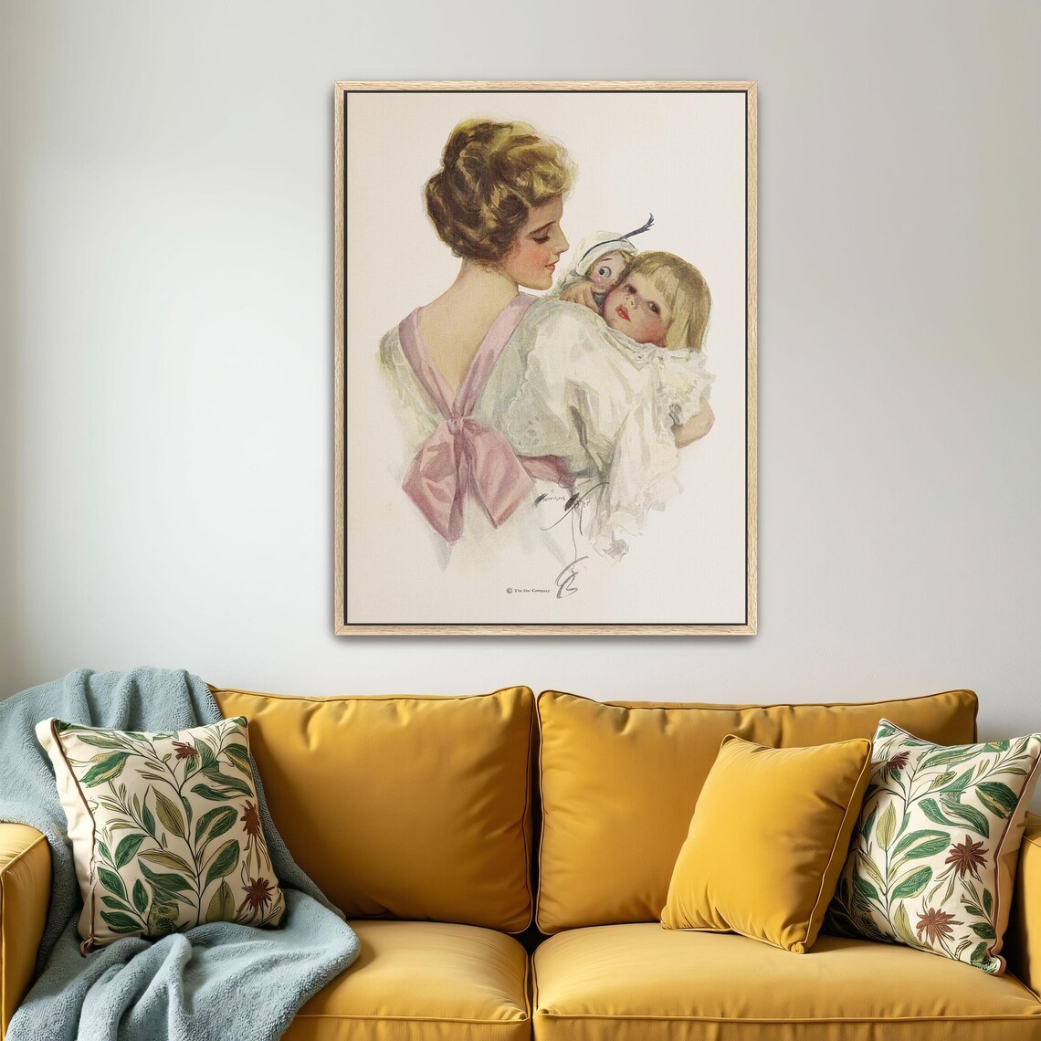 Vintage Illustration Of A Mother Holding Child And Doll Print - Image 4