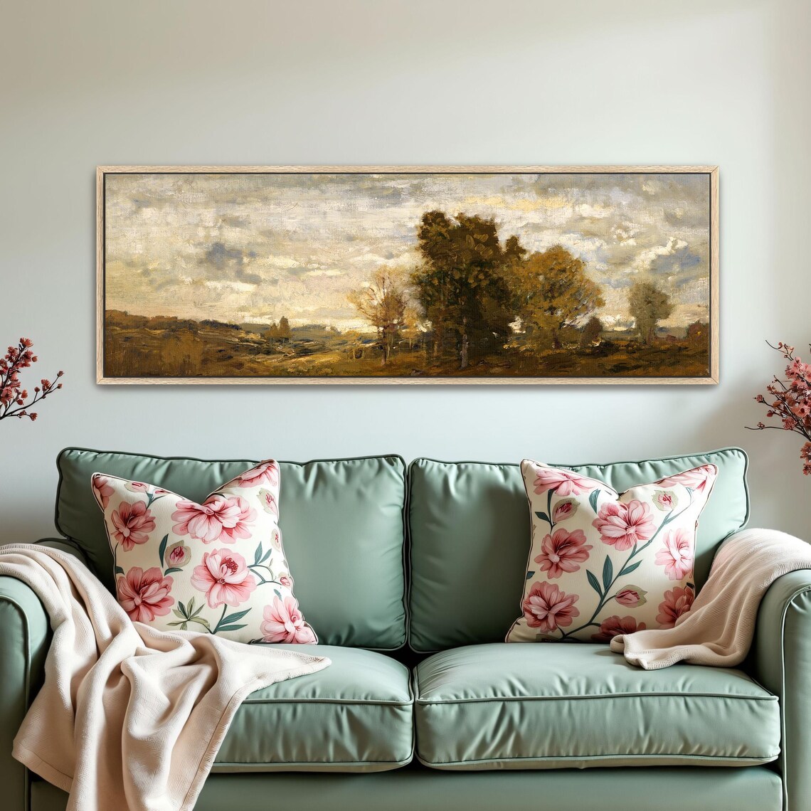 Cloudy Sky Over A Field Of Trees Panoramic Wall Art Horizontal Framed Art Above Bed Wall Art Bedroom And Living Room Art Wide Narrow - Image 5