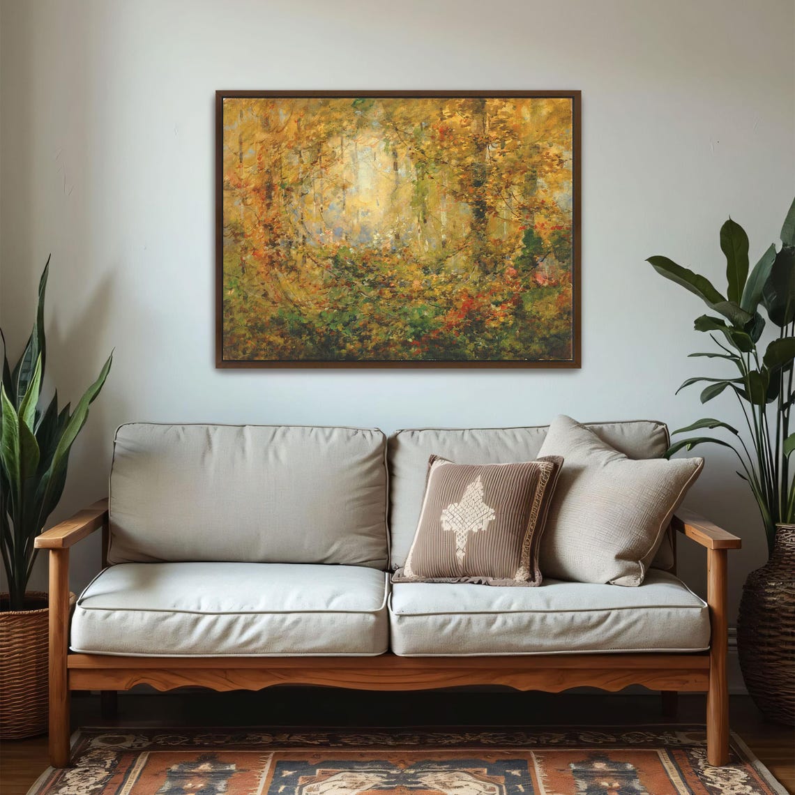 Golden Autumn Forest Dense Foliage Impressionist Scene Poster - Image 6
