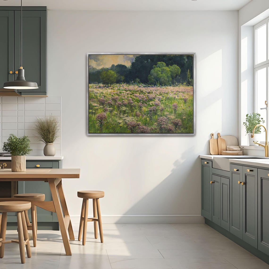 Wildflower Meadow at the Forest Edge Impressionist Scene Poster - Image 3