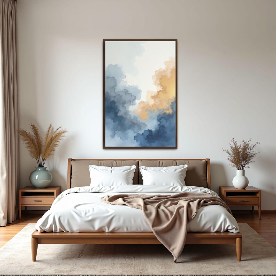 Abstract Blue and Gold Watercolor Cloudscape Painting Poster - Image 5