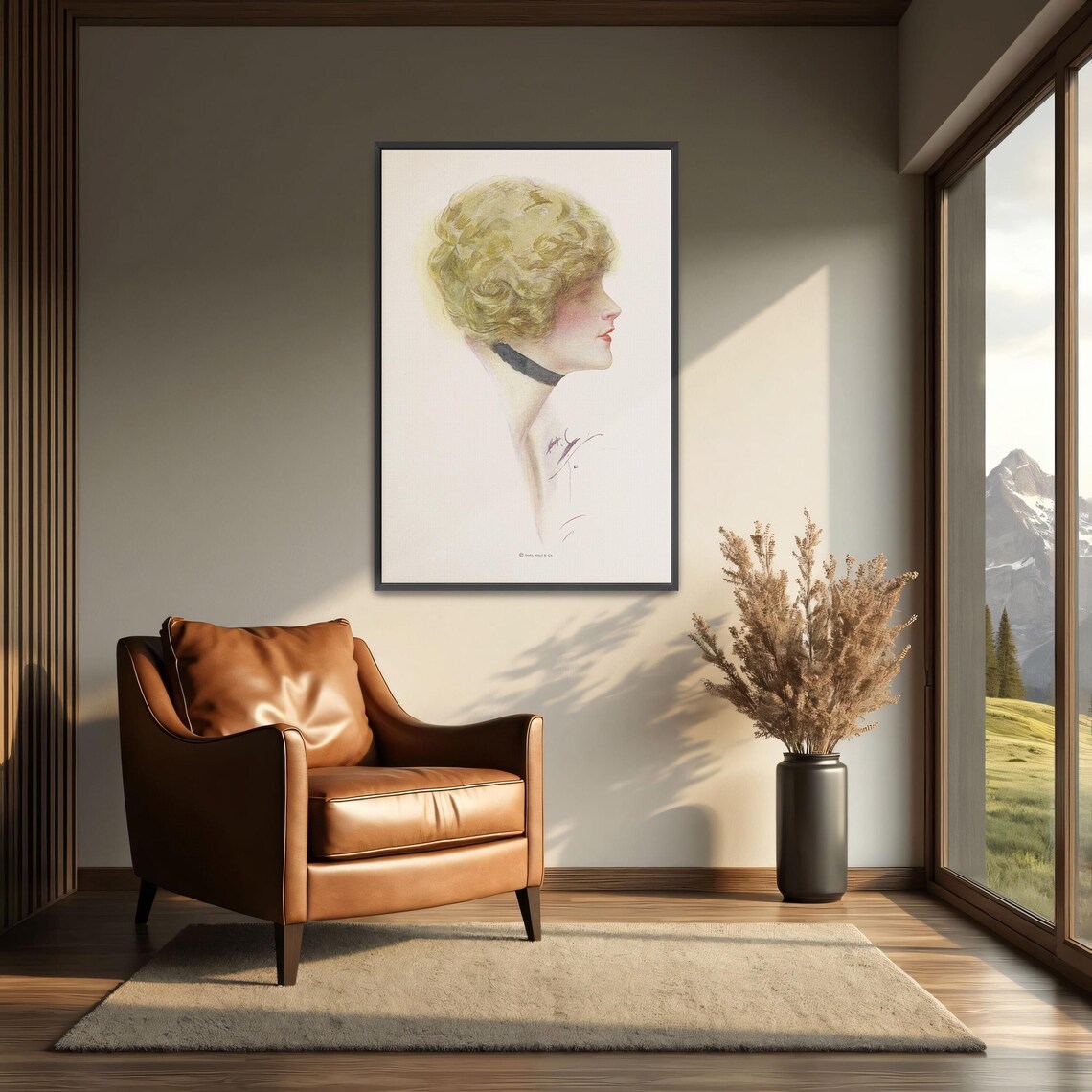 Blonde Woman in Profile with Black Ribbon Vintage Portrait Poster - Image 3