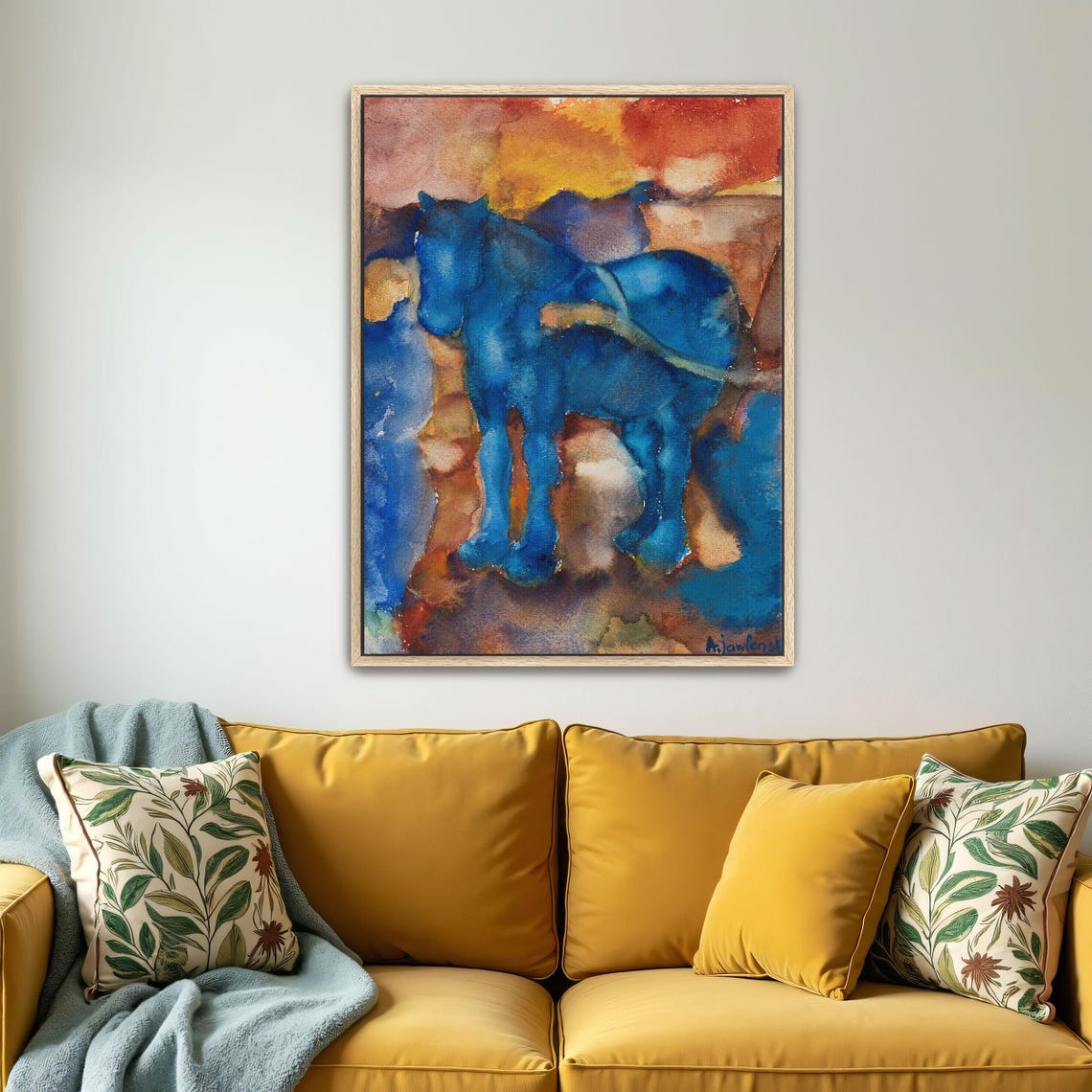 Alexej von Jawlensky Blue Horse Watercolor Expressionist Art Poster - Image 4