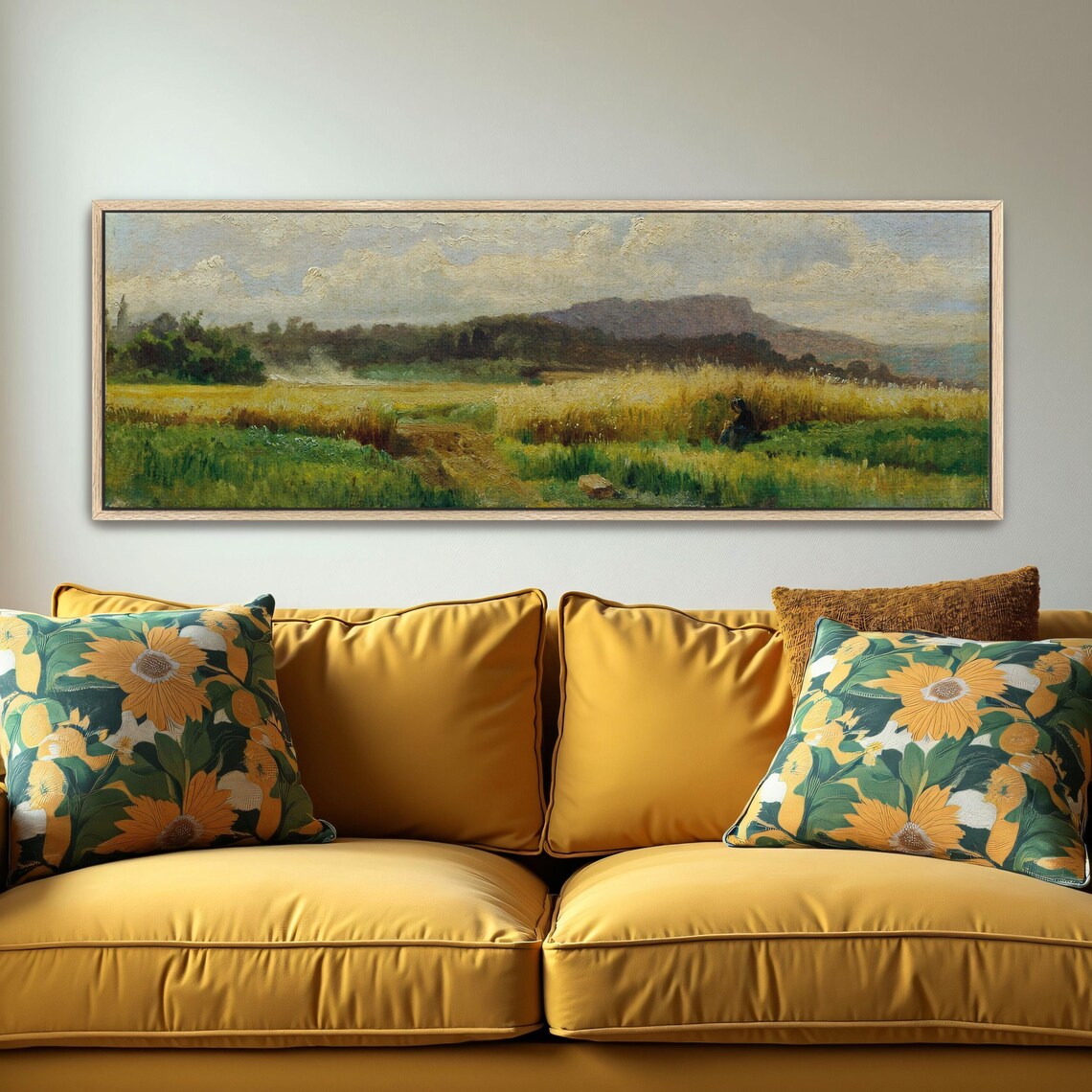 Rural Landscape Painting Of A Woman Harvesting In A Golden Wheat Field Poster - Image 5