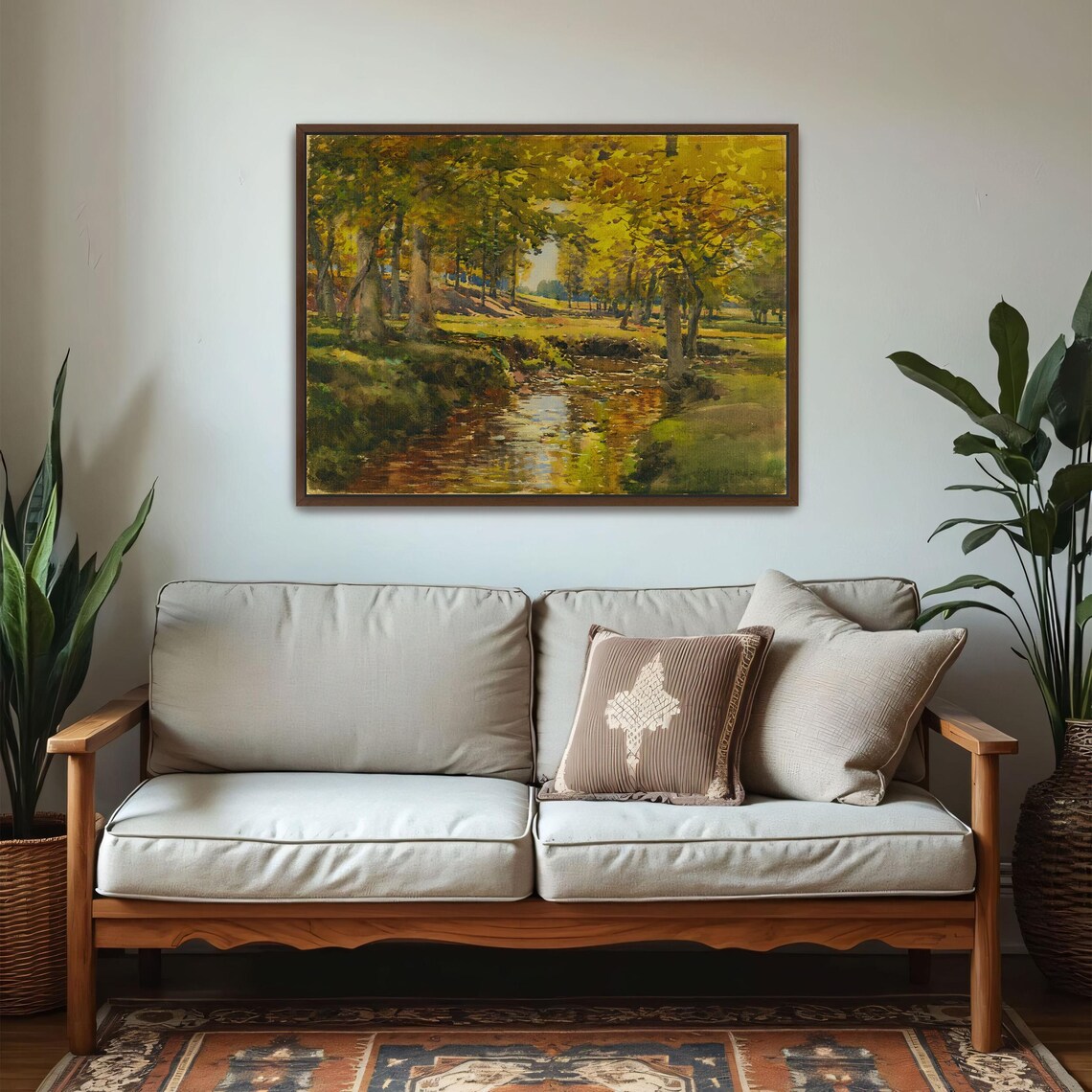 Autumn Stream Flowing Through Golden Fall Woods Landscape Poster - Image 5