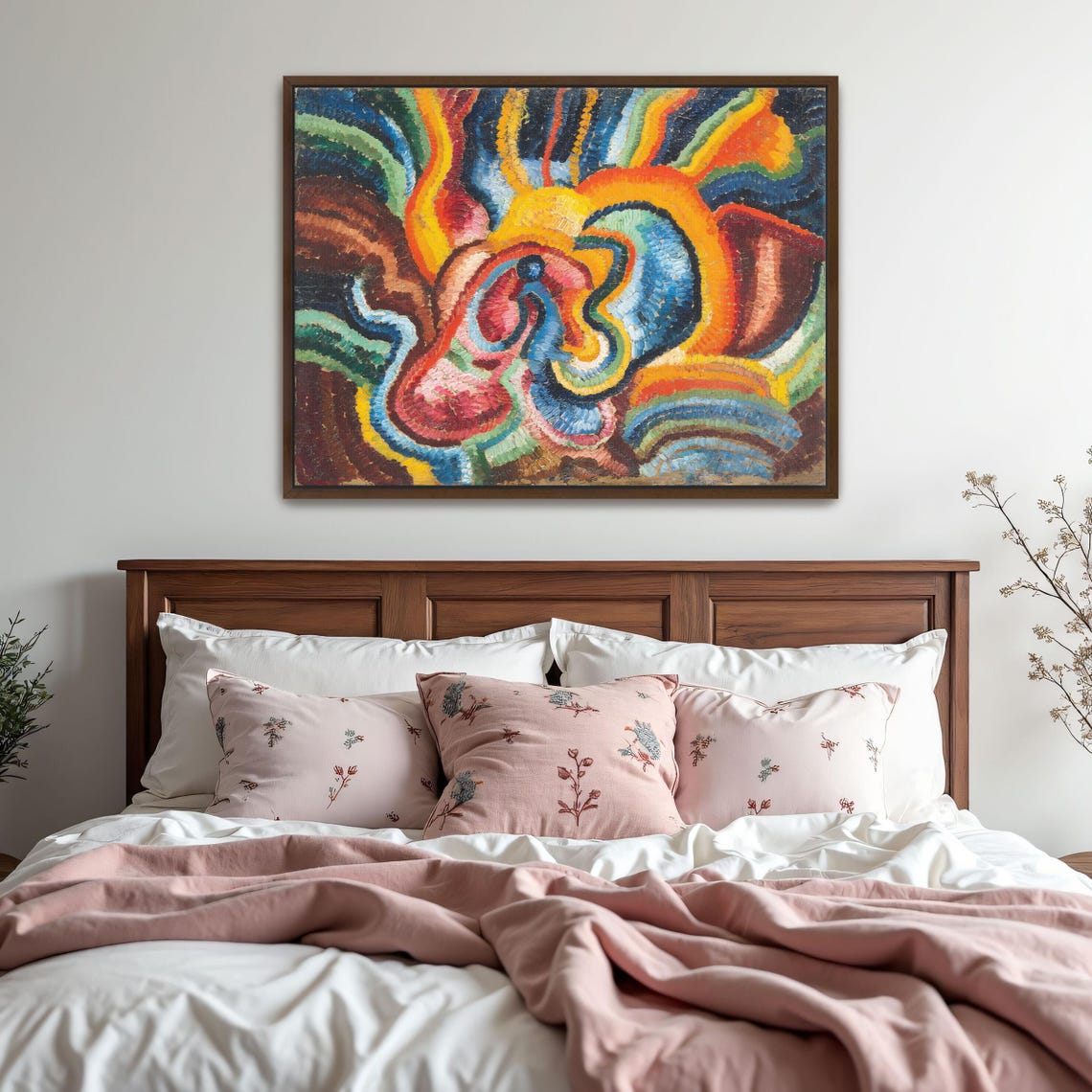 Swirling Red Blue And Orange Abstract Expressionist Oil Poster - Image 5