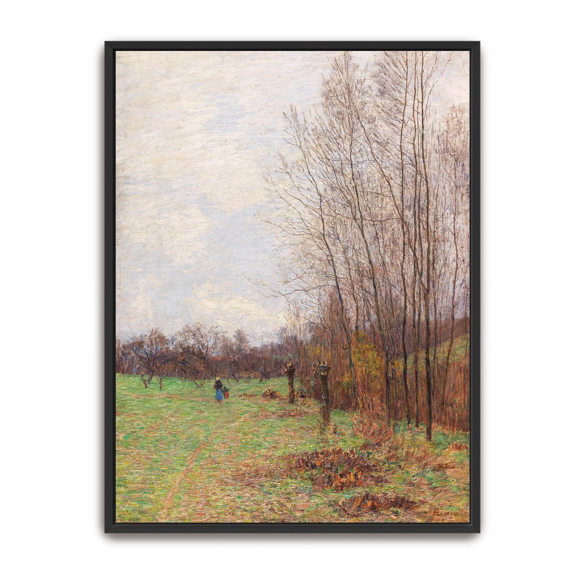 Framed Wall Art Of A Path Through A Forest Clearing Landscape Fine Art Print Green And Brown Entryway Art Print Rustic Oil Painting