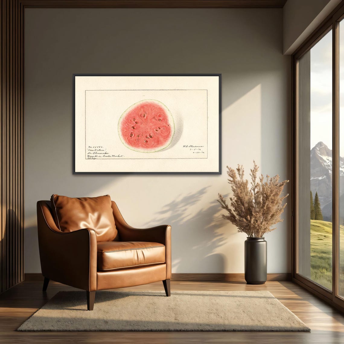 Vintage Watermelon Cross Section Botanical Plate Kitchen Poster - Image 4