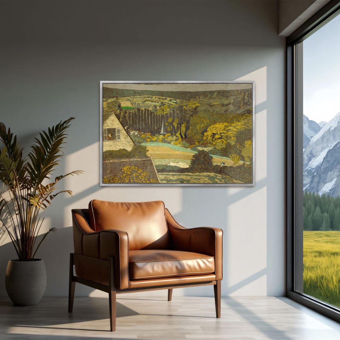 Country House Above a Golden Autumn Valley Soft Pastel Poster - Image 3