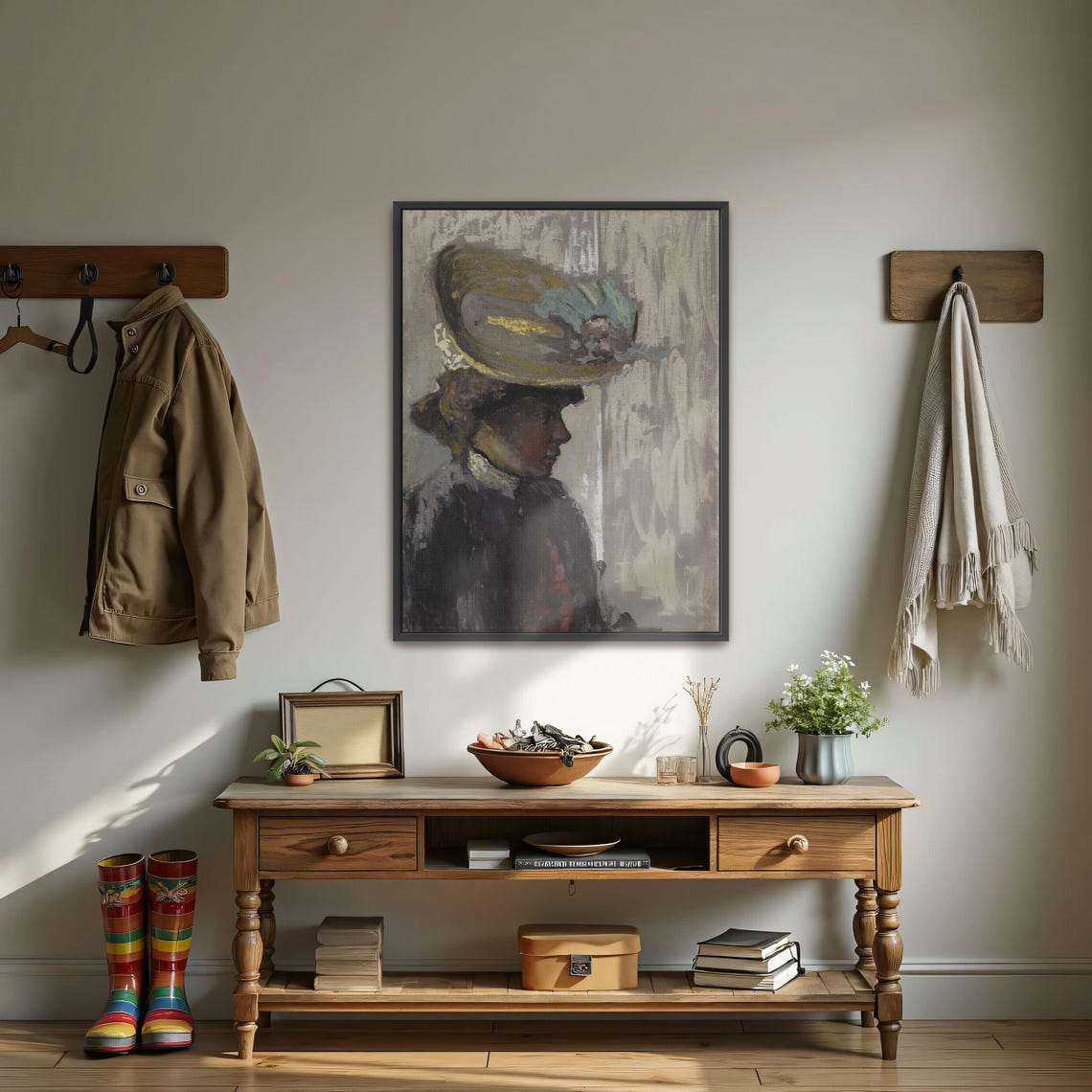 Woman In Large Hat Profile View Impressionist Portrait Art Poster - Image 4