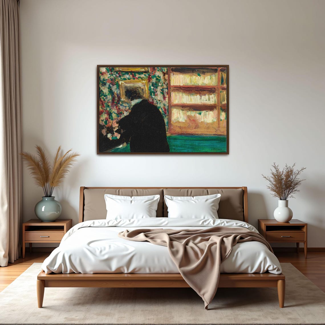 Man in Black Coat Standing Before the Bookcase Interior Art Poster - Image 6