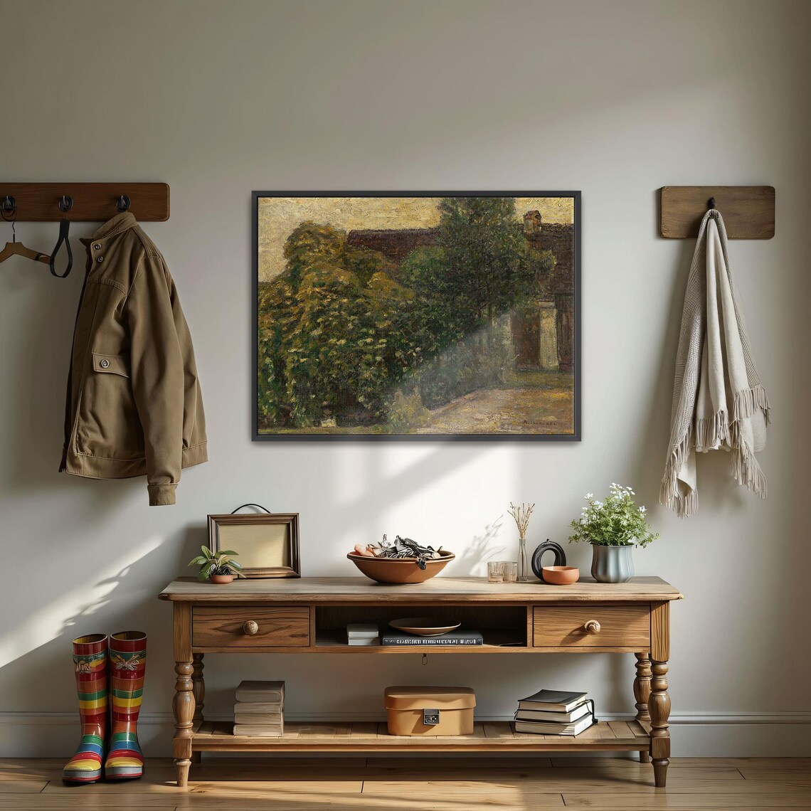 Rustic Oil Painting Of Dark Trees And An Old Country House Print - Image 3