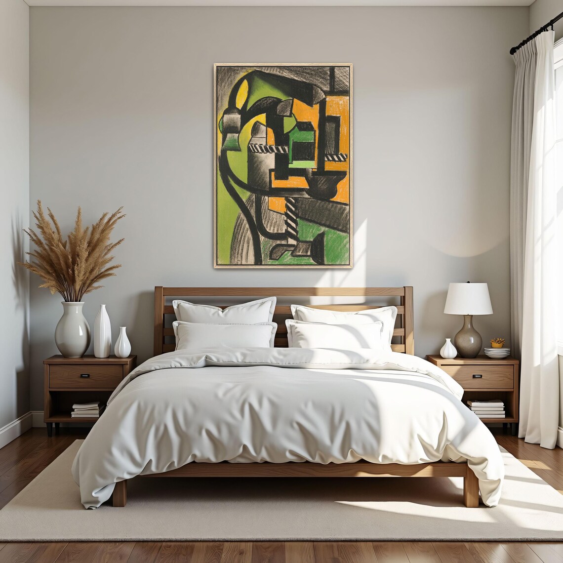 Abstract Cubist Composition Black Green Orange Modern Art Poster - Image 4