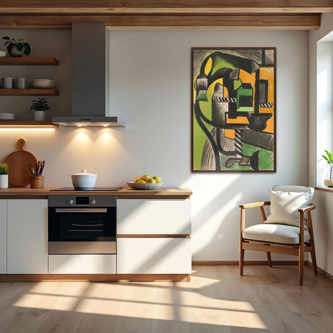 Abstract Cubist Composition Black Green Orange Modern Art Poster - Image 5