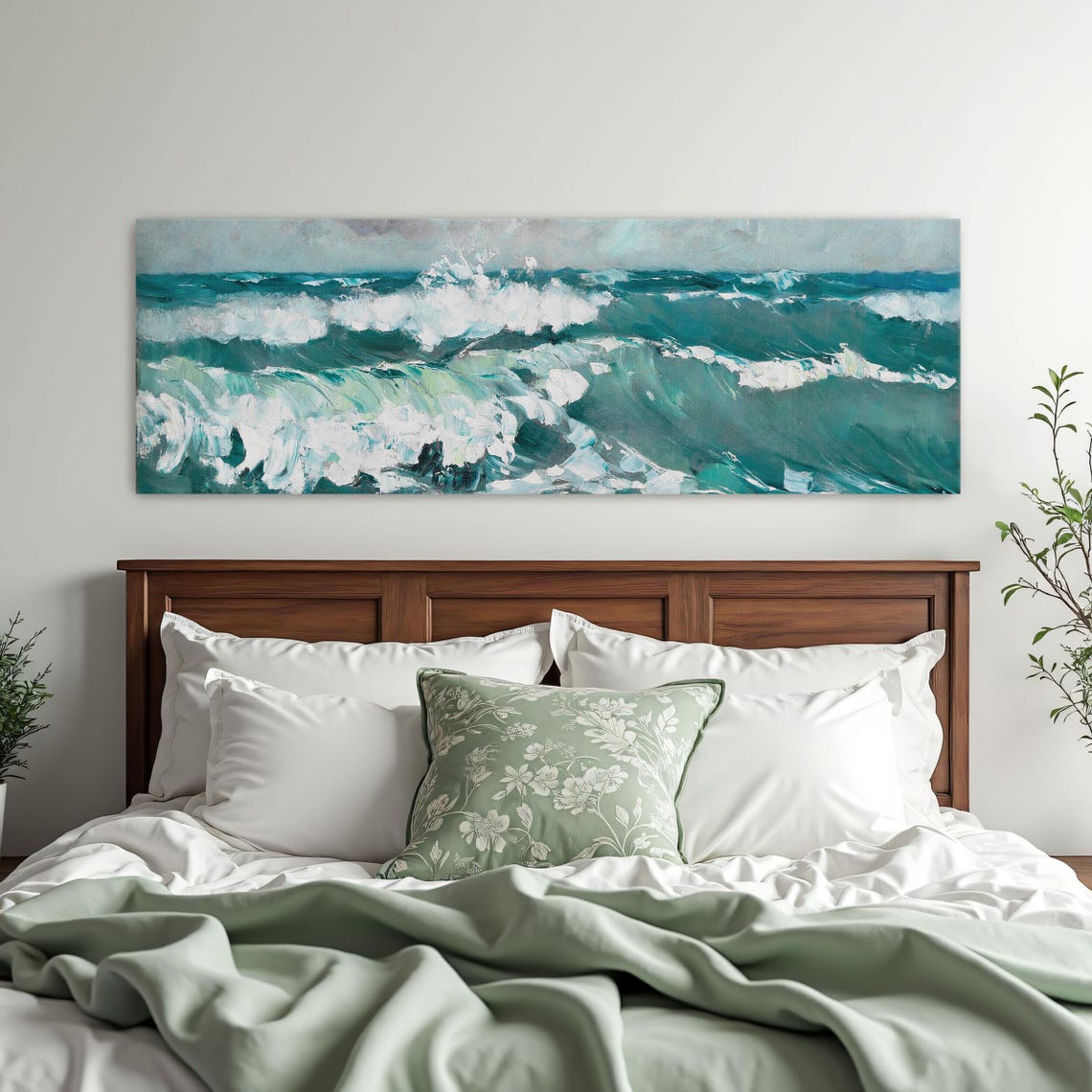 Turquoise Impressionist Seascape With Crashing Whitecaps Poster - Image 3