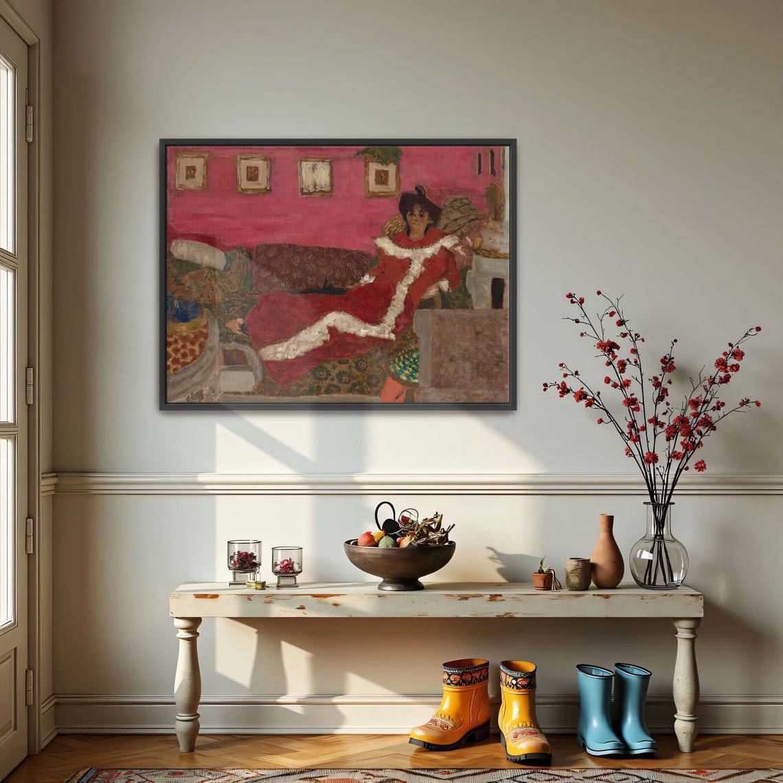 Woman in a Red Dress Reclining on a Divan Figure Portrait Poster - Image 4