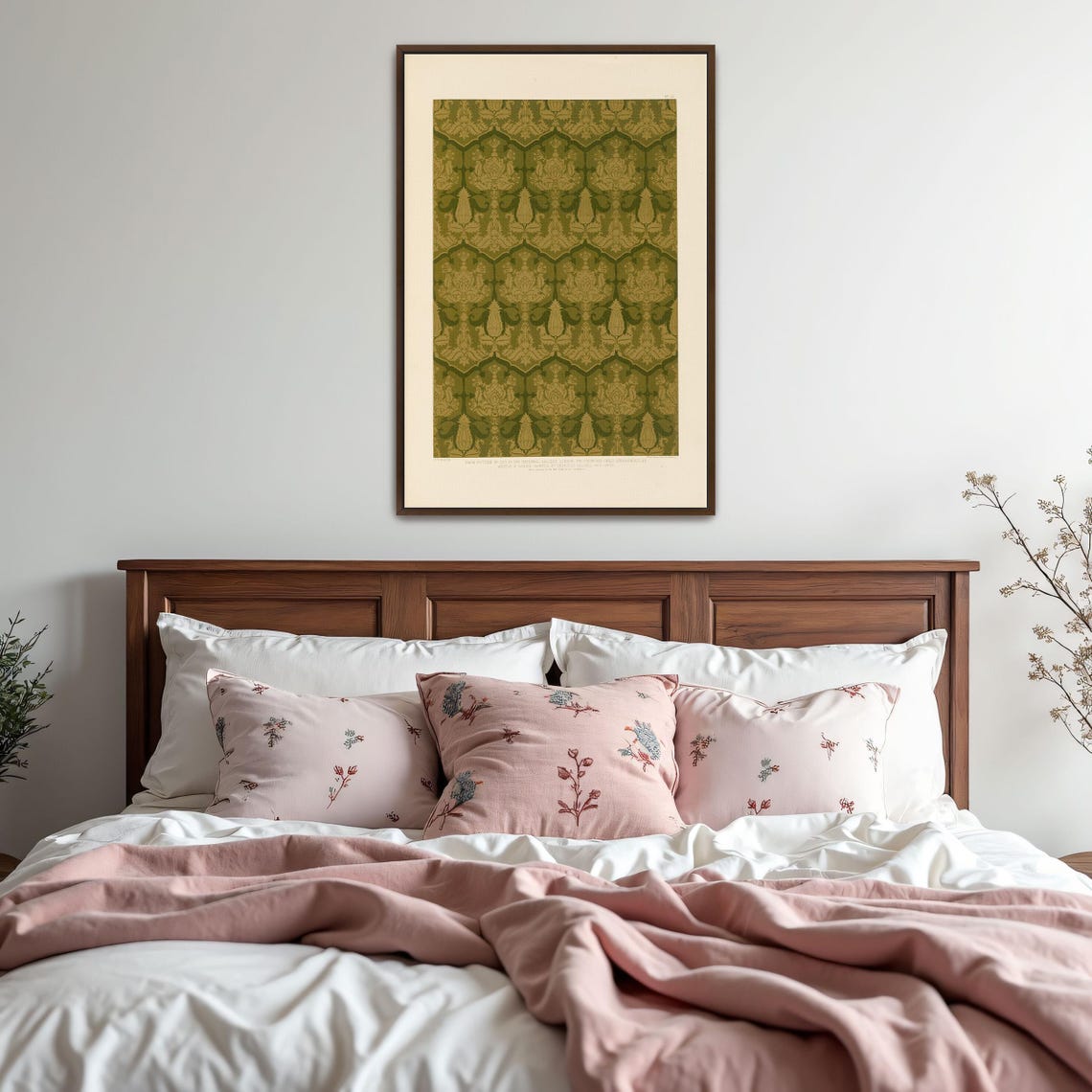 Green And Gold Damask Floral Pattern Renaissance Study Poster - Image 5