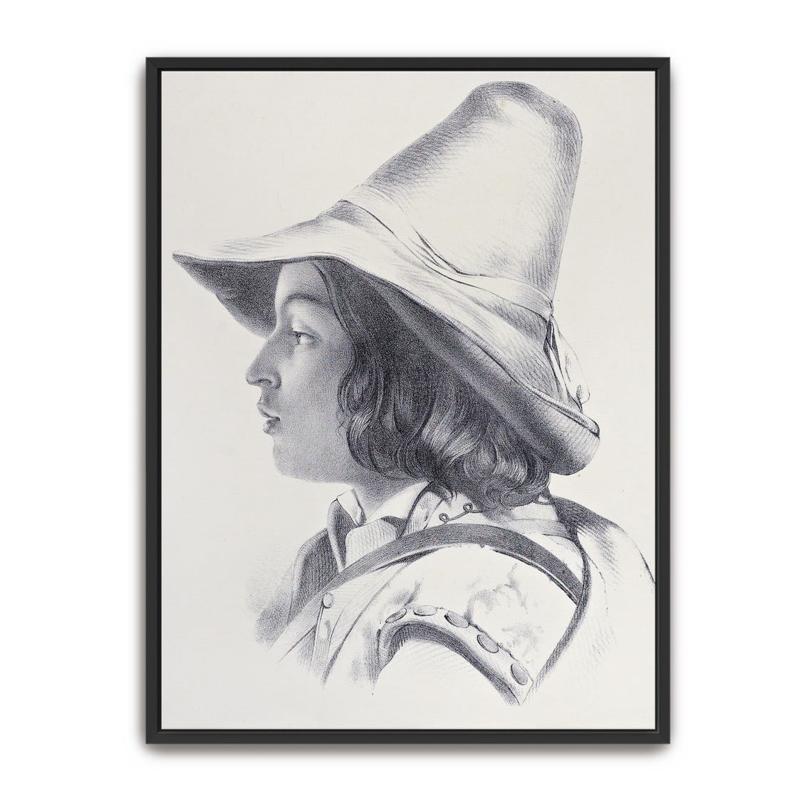 Young Man In A Tall Hat Vintage Black And White Portrait Sketch Poster