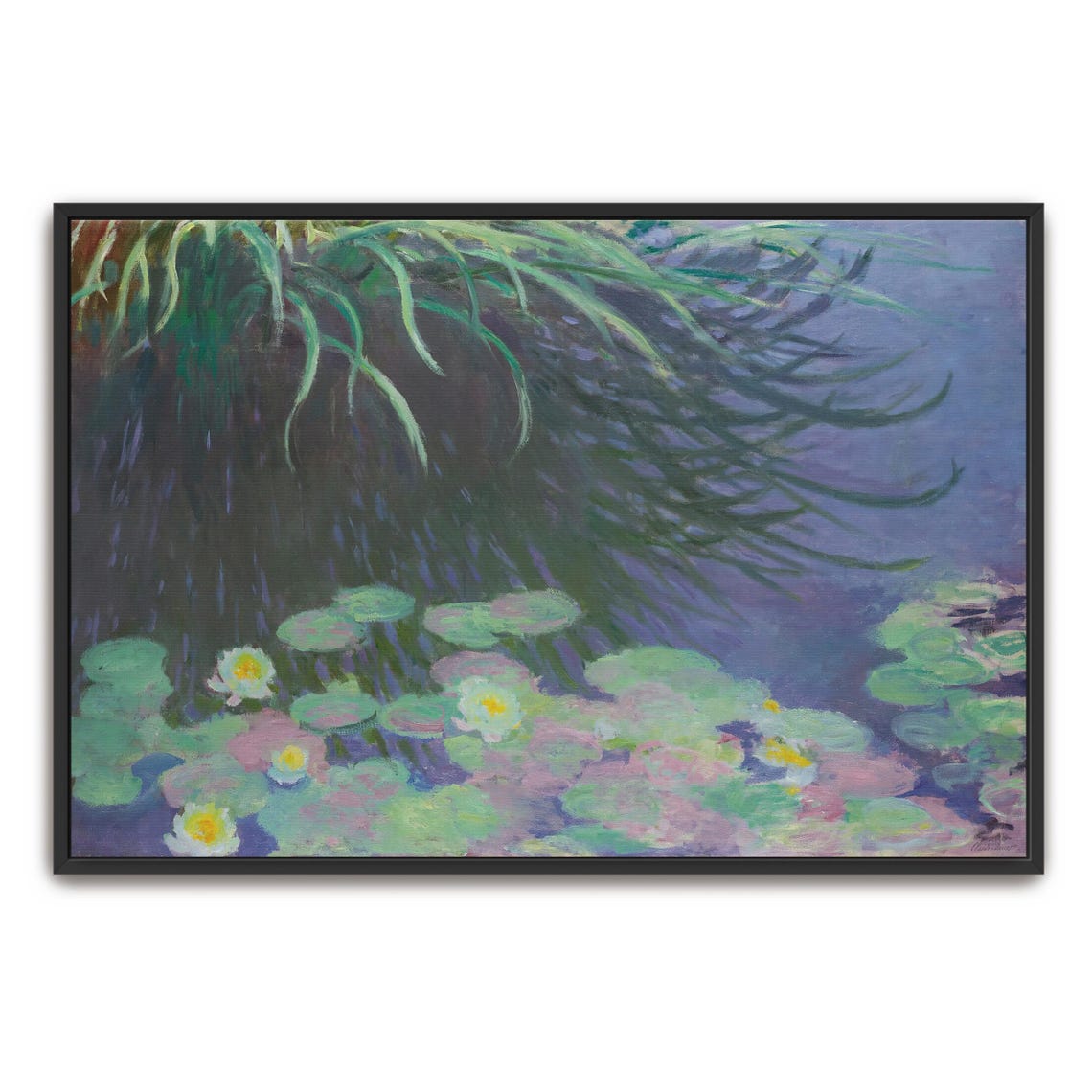 Claude Monet Water Lilies Beneath Overhanging Green Reeds Print