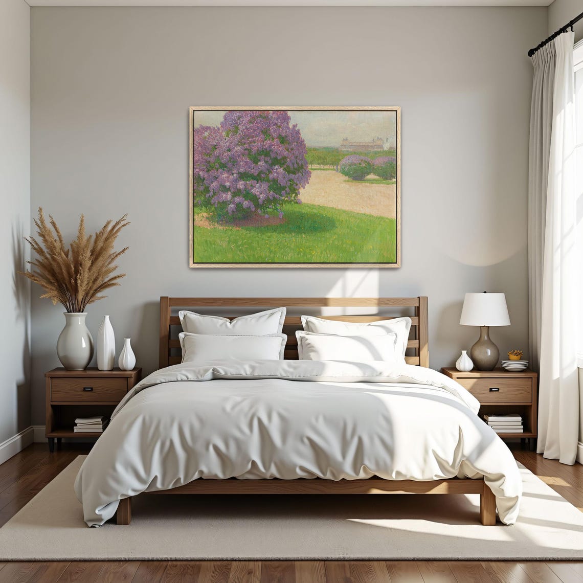 Blooming Lilac Bush in a Sunlit Park Impressionist Scene Poster - Image 5