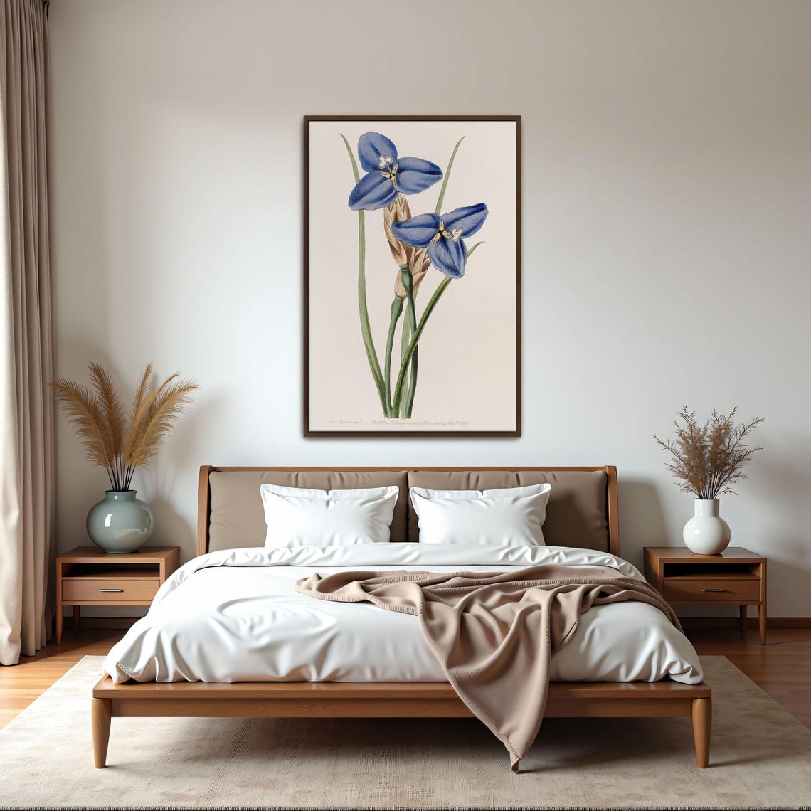 Blue Star Shaped Blossoms Antique Botanical Illustration Art Poster - Image 5
