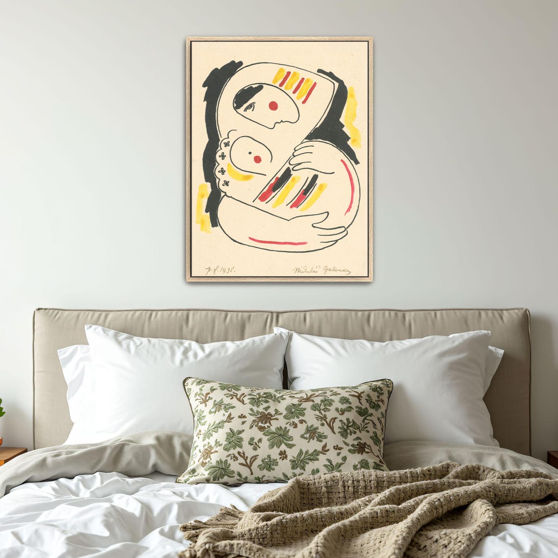 Mikuláš Galanda Two Figures Embracing 1938 Line Drawing Poster - Image 4