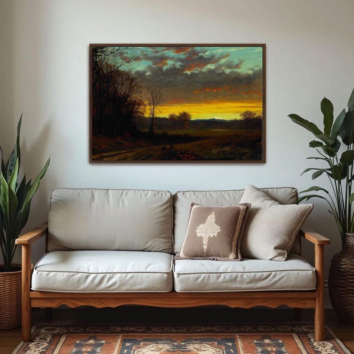 Forest Clearing at Sunset Dramatic Orange Sky Landscape Poster - Image 6