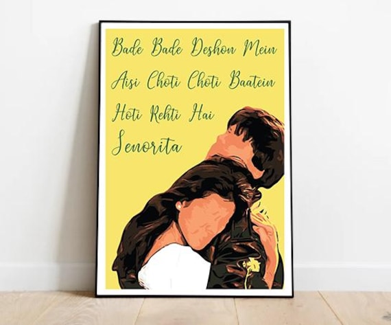Ddlj Poster I Bade Sheron Mein Quote Srk Kajol Hug Senorita Art Bollywood Romance Print Instant