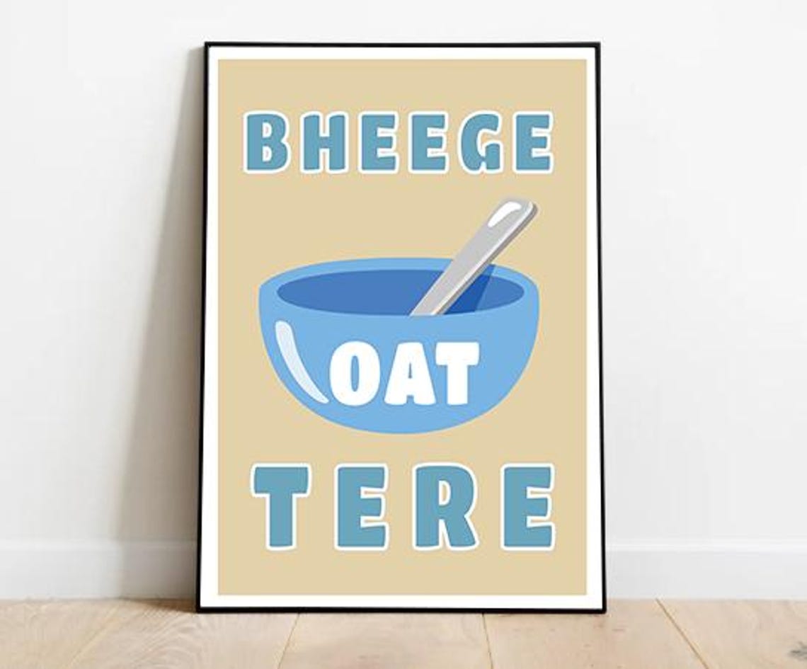 Bheege Oat Tere Punny Poster Bollywood Inspired Wordplay Art A3 A4 A5 Sizes Fun Kitchen Wall Decor