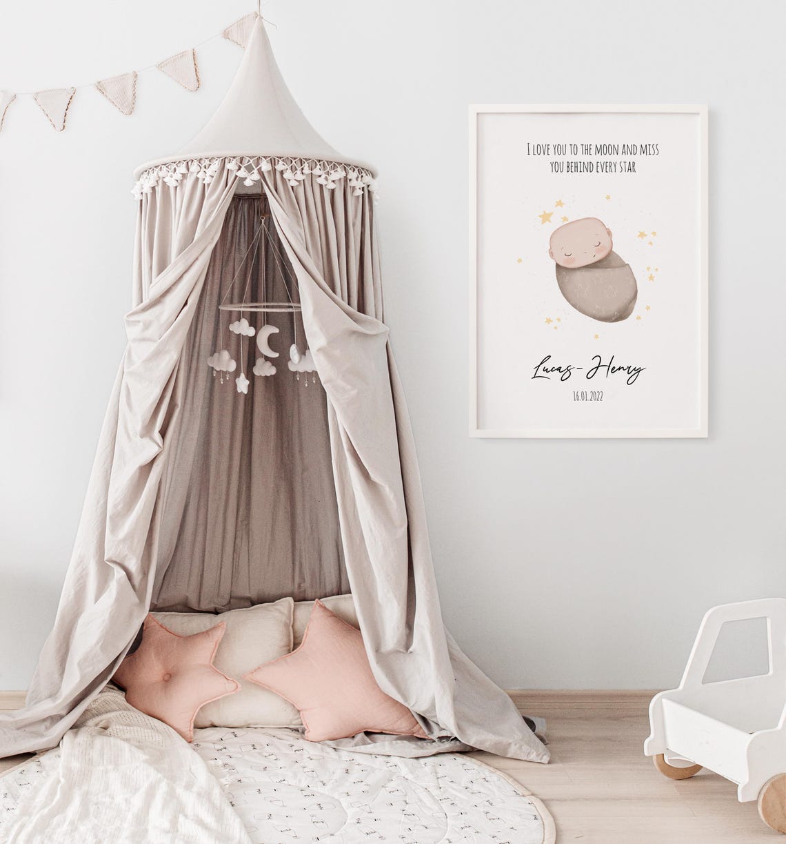 Personalized Sweet Sleeping Angel Baby Memorial Quote Poster - Image 3