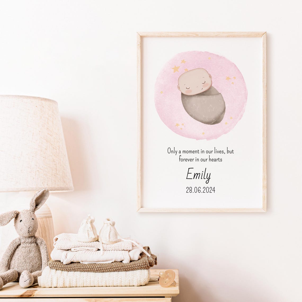 Sleeping Baby Pink Circle Personalized Memorial Keepsake Poster - Image 5