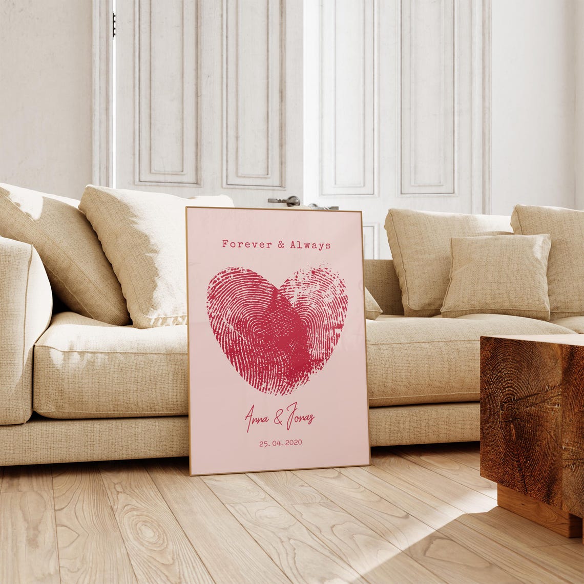 Forever And Always Fingerprint Heart Poster Personalized Couple Decor - Image 3