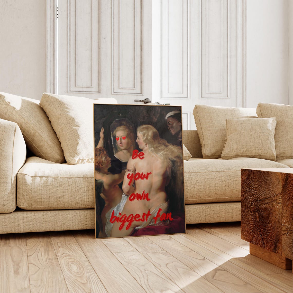 Be Your Own Biggest Fan Altered Classical Painting Feminist Poster - Image 2