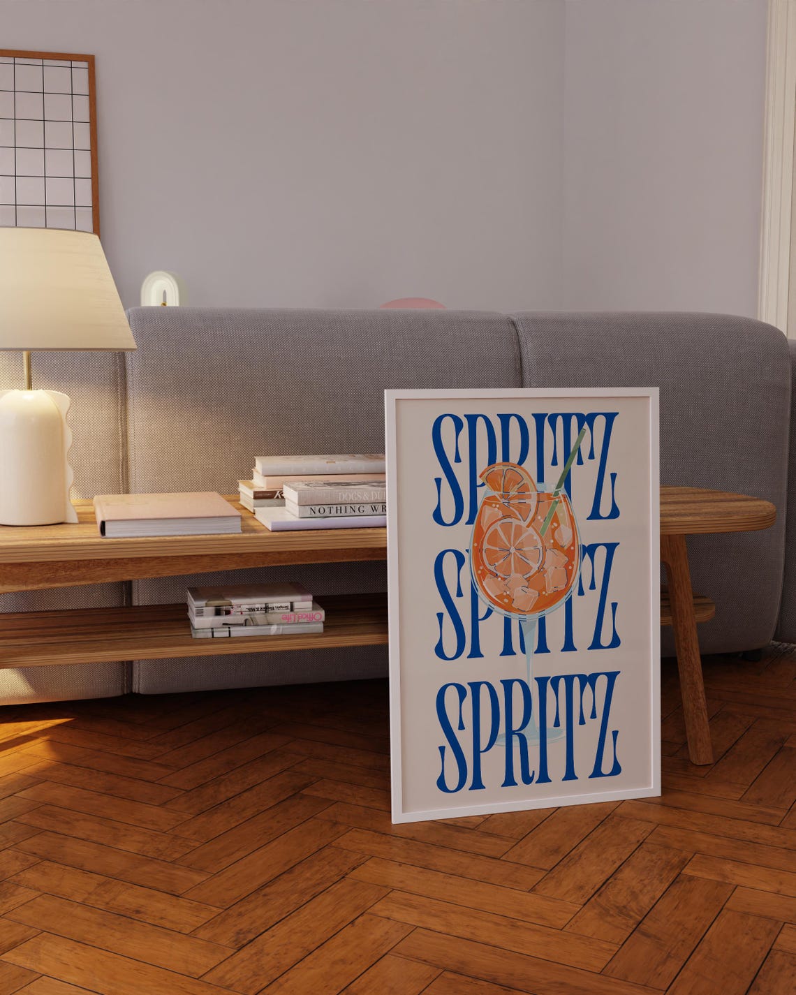 Spritz Blue Typography Poster Orange Cocktail Glass Retro Bar Art - Image 5